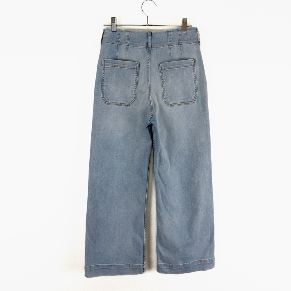 Maeve Anthropologie The Colette Jeans Womens 25 Blue Wide Leg Crop Light Denim - Picture 4 of 14